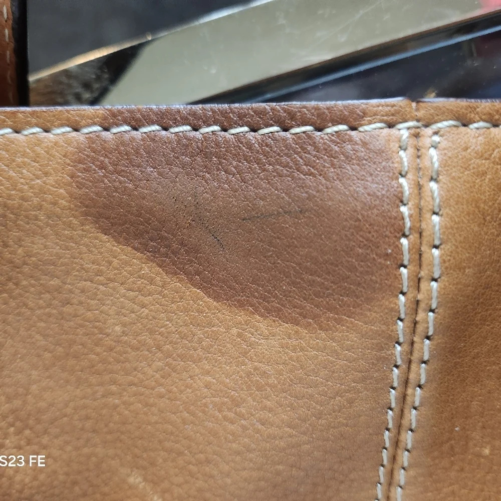 VINTAGE Y2K FOSSIL Brown Leather Shoulder bag - Picture 8 of 9